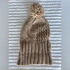 Nine West Beige Beanie with Pom-Pom